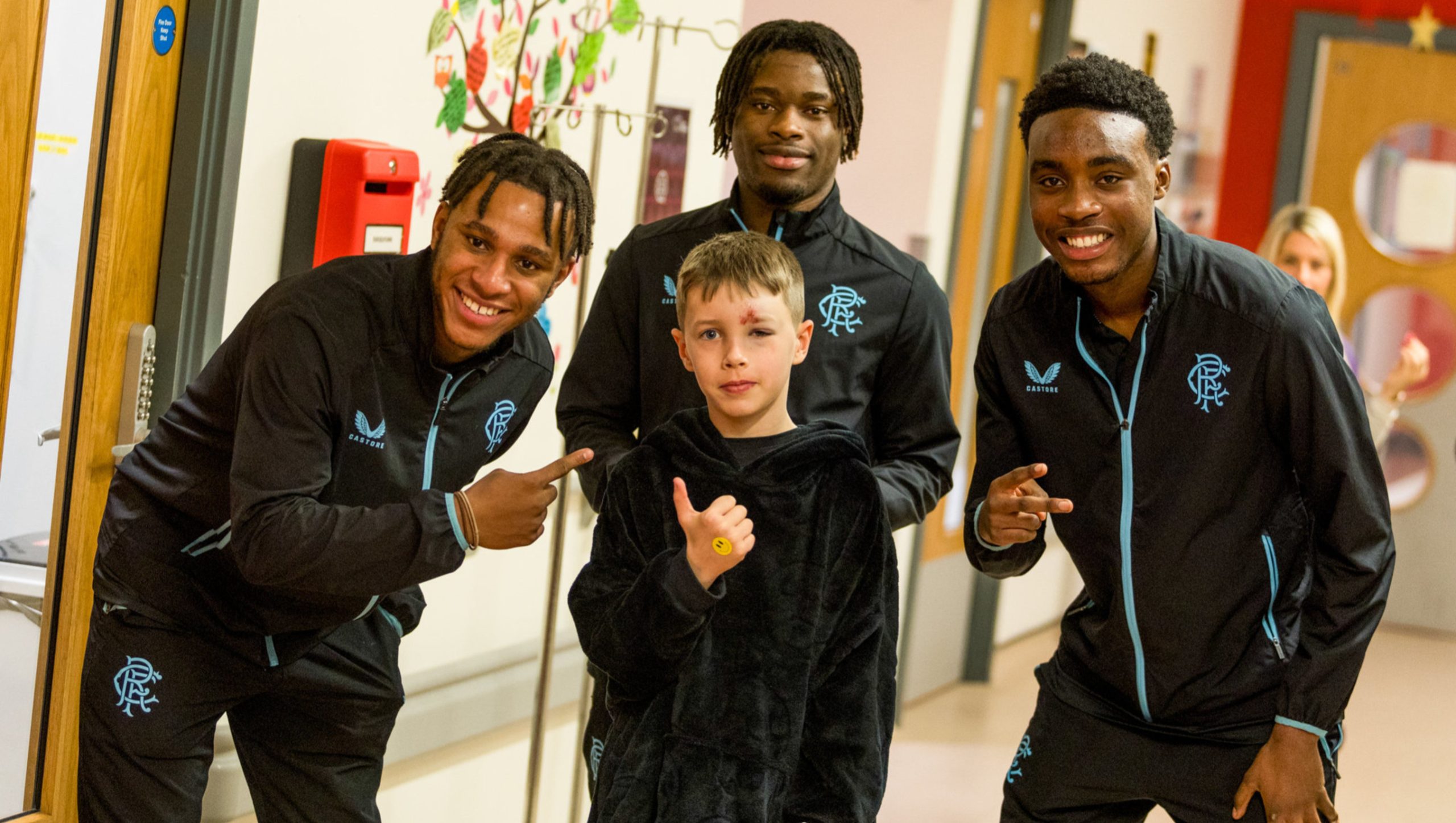Academy players at Children's Hospital